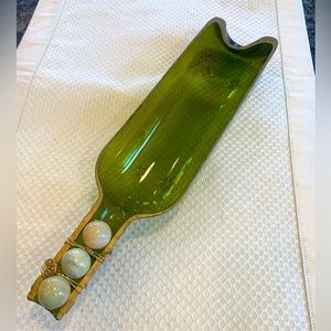 Handmade wine bottle snack tray
